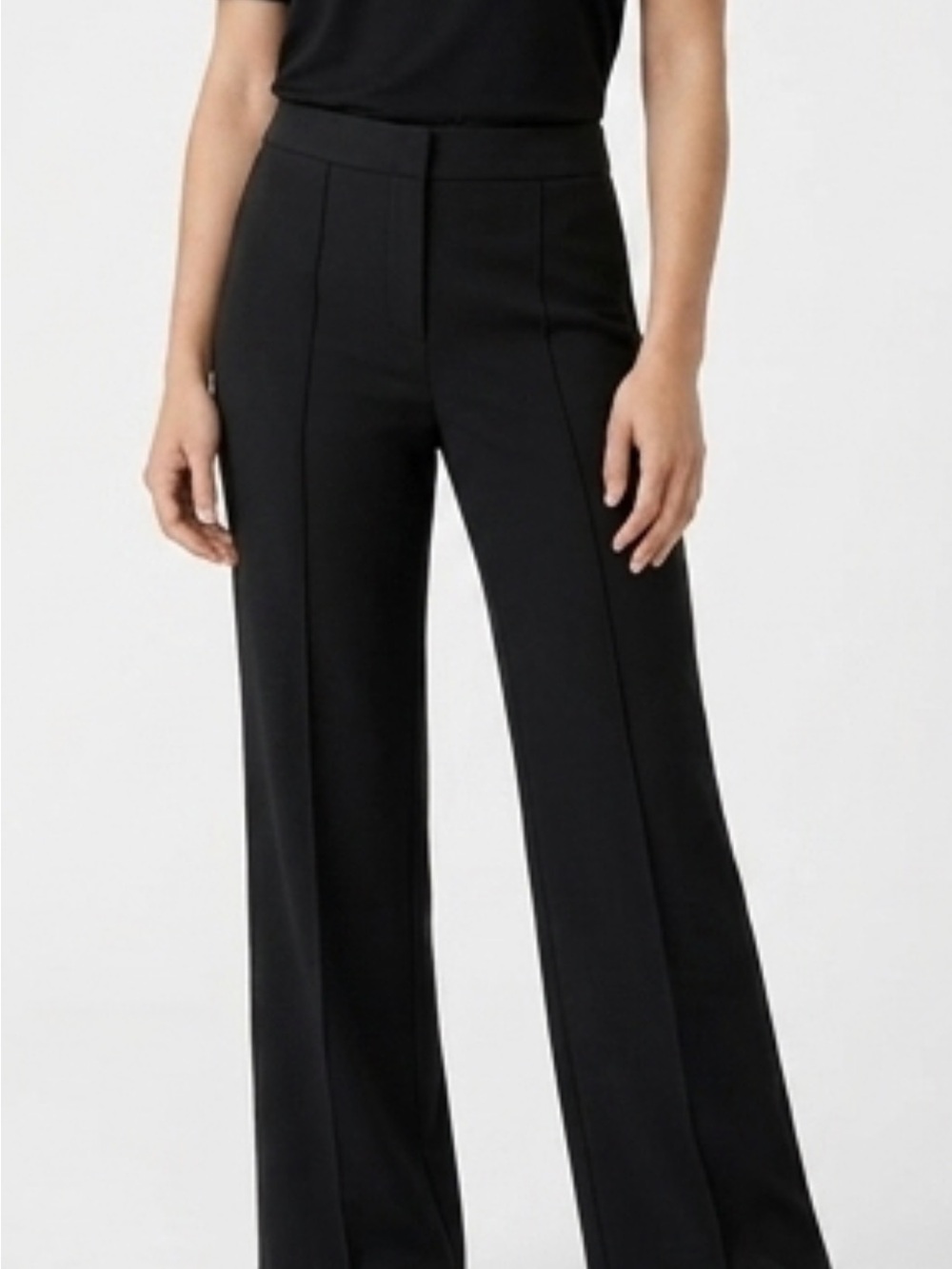 Athleta Black High-Rise Wide-Leg Pants with Front Crease
